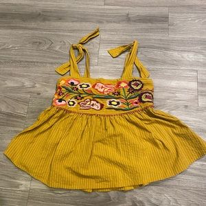 THML yellow smocked top